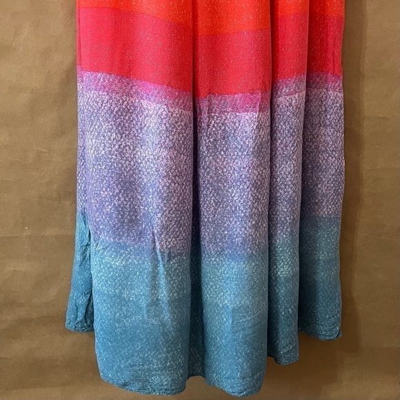 Anthropologie x Carla Weeks Setting Sun Maxi Dress Sunset Tiered Strappy Size M - Picture 7 of 15